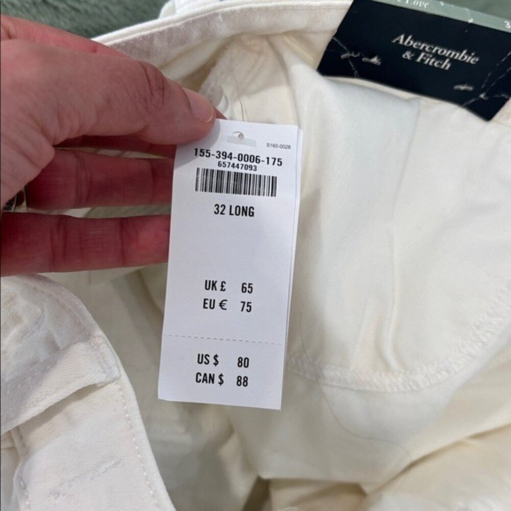 Abercrombie & Fitch mid rise super skinny ANKLE White Jeans size 32 NWT STRETCH - Picture 9 of 11